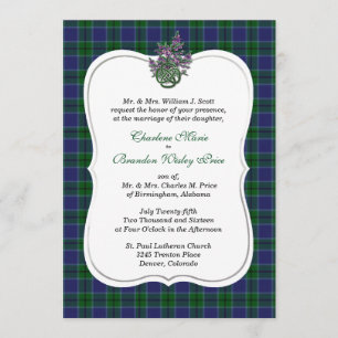 Elegante Scott Clan Tartan bruiloft uitnodiging