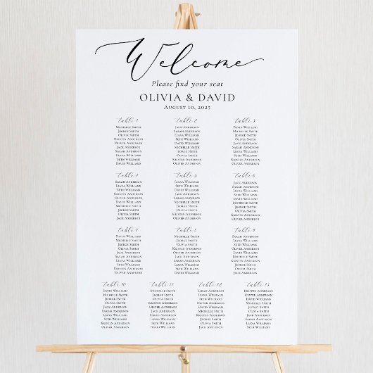 Elegante script 13 tafels Welkom zitplaatsenkaart Poster
