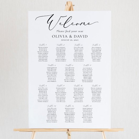 Elegante script 14 Tafels Welkom Zitplaatsenkaart Poster