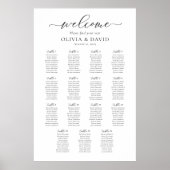 Elegante script 15 Tafels Welkom Zitplaats Chart Poster (Voorkant)