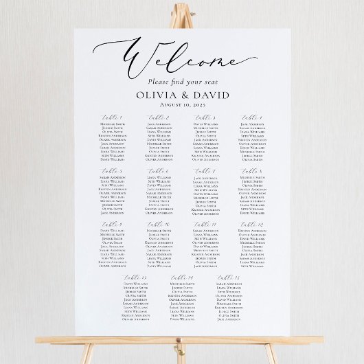 Elegante script 15 Tafels Welkom Zitplaatsenkaart Poster