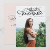 Elegante Script 2018 Foto Afstudeeruitnodiging II Kaart (Voorkant / Achterkant)