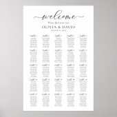 Elegante script 25 Tafels Welkom Zitplaats Chart Poster (Voorkant)