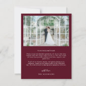 Elegante Script 2 Foto Huwelijk Burgundy Bedankkaart (Achterkant)