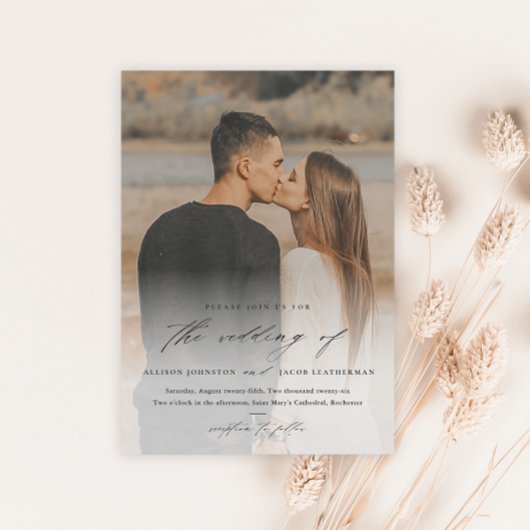 Elegante Script 2 Foto-overlay Trouw Kaart