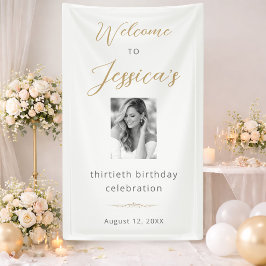 Elegante Script 30e Verjaardagsfeest Foto Welkom Spandoek
