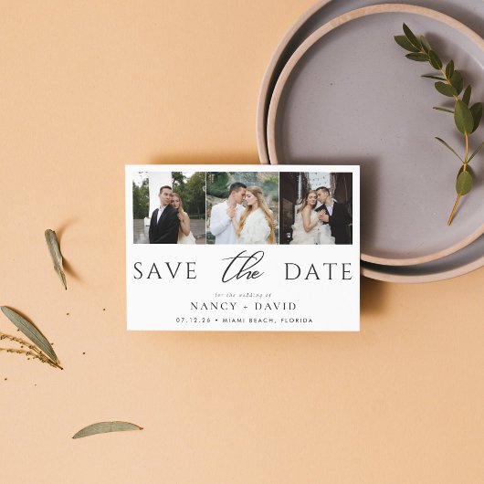 Elegante Script 3 foto Collage bruiloft Save The Date