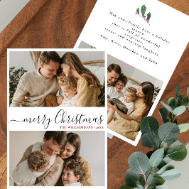 Elegante Script 3 Foto Minimalistische Kerstgroete Feestdagenkaart