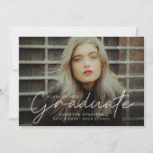 Elegante Script 4 Foto Collage Afstudeerfeest Kaart (Voorkant)