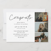 Elegante Script 4 Foto Collage Afstudeerfeest Kaart (Achterkant)