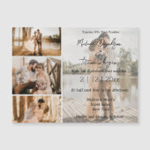 Elegante Script 4 Foto Huwelijksuitnodiging magnee (Voorkant)