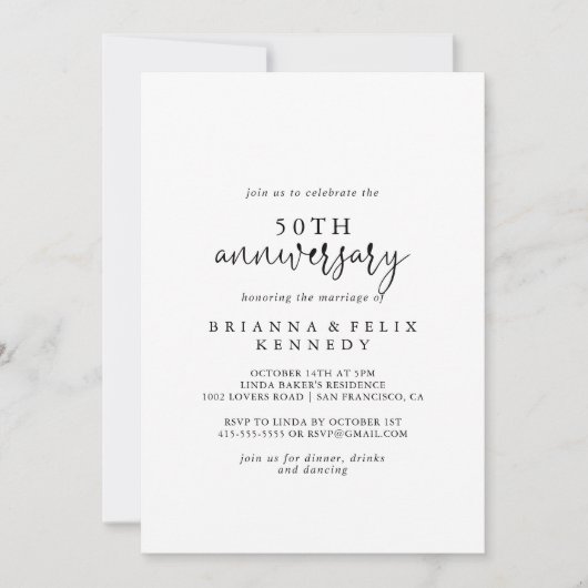 Elegante script 50ste huwelijksverjaardag  kaart (Voorkant)