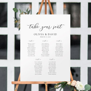 Elegante script 5 Tafels Welkom zitplaatsenkaart Poster