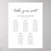 Elegante script 5 Tafels Welkom zitplaatsenkaart Poster (Voorkant)