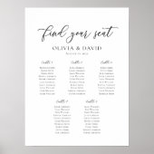 Elegante script 5 Tafels Welkom zitplaatsenkaart Poster (Voorkant)