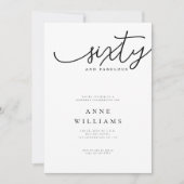 Elegante Script 60 en Fabulous 60ste Verjaardagsfe Kaart (Voorkant)