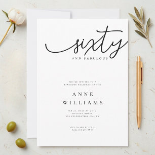 Elegante Script 60 en Fabulous 60ste Verjaardagsfe Kaart