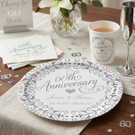 Elegante Script 60e Diamanten Huwelijksjubileum Papieren Bordje