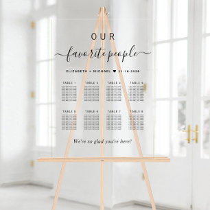 Elegante script 8 tafel trouw zitplaats chart acryl bord