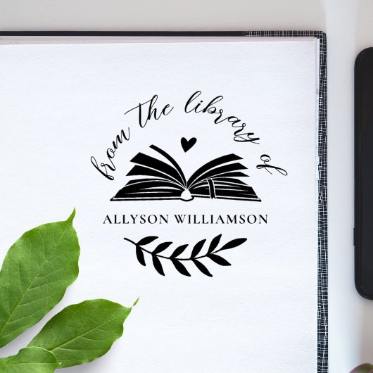 Elegante script aangepaste botanische bibliotheekb rubberstempel