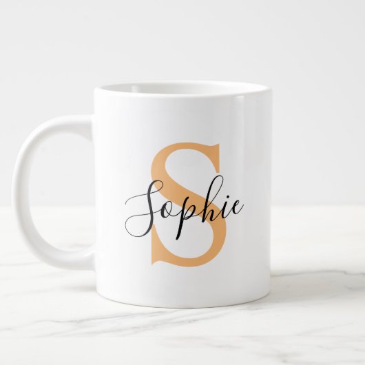 Elegante script aangepaste naam gepersonaliseerd c grote koffiekop (Links)