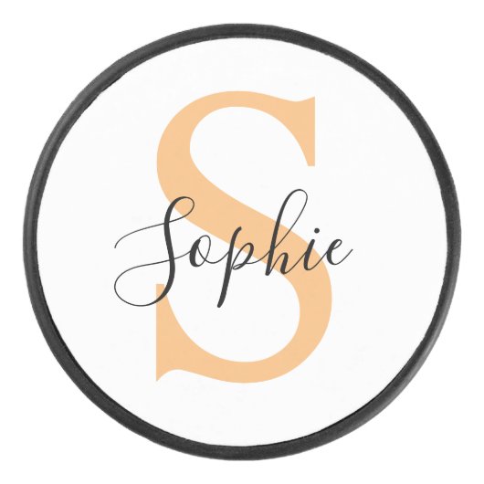 Elegante script aangepaste naam gepersonaliseerd c hockey puck (Voorkant)
