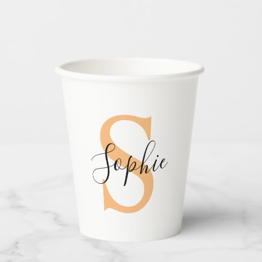 Elegante script aangepaste naam gepersonaliseerd c papieren bekers (Voorkant)