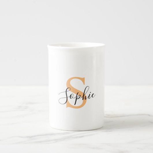 Elegante script aangepaste naam gepersonaliseerd c porselein kop (Voorkant)
