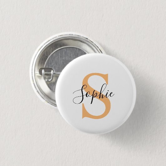 Elegante script aangepaste naam gepersonaliseerd c ronde button 3,2 cm (Voorkant /achterkant)