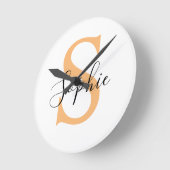 Elegante script aangepaste naam gepersonaliseerd c ronde klok (Hoek)