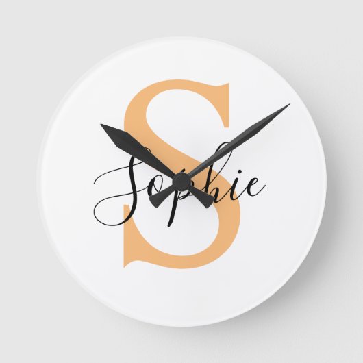 Elegante script aangepaste naam gepersonaliseerd c ronde klok (Voorkant)