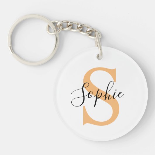 Elegante script aangepaste naam gepersonaliseerd c sleutelhanger (Voorkant)