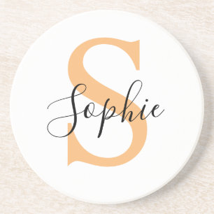 Elegante script aangepaste naam gepersonaliseerd c zandsteen onderzetter