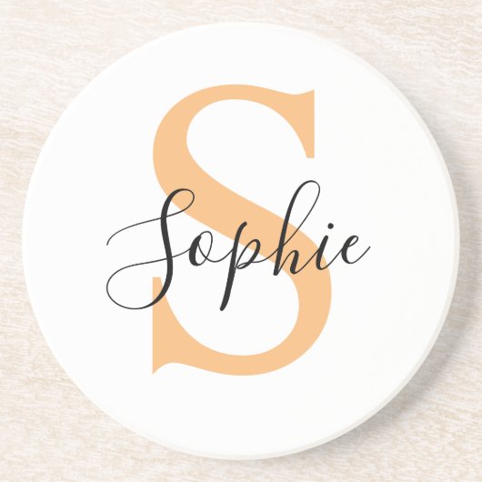 Elegante script aangepaste naam gepersonaliseerd c zandsteen onderzetter (Voorkant)