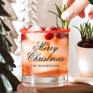 Elegante script aangepaste tekst Kerstcocktail Whisky Glas