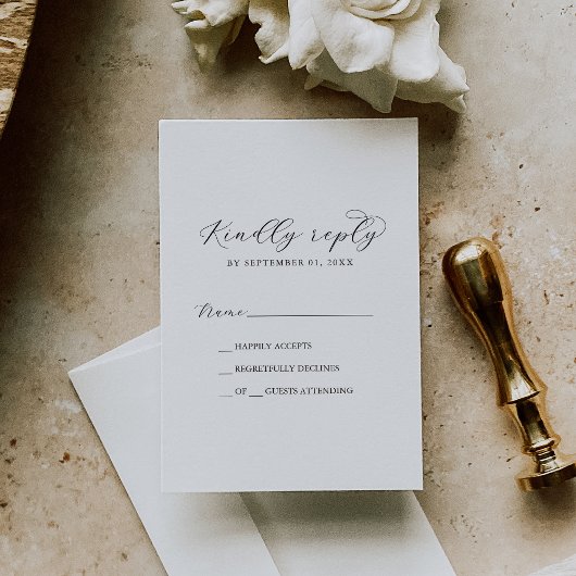 Elegante script afdrukbare of gedrukte RSVP kaart