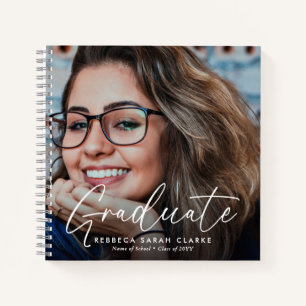 Elegante Script Afgestudeerde 2 Foto Aandenken Notitieboek