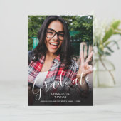 Elegante Script Afgestudeerde Foto Afstudeer Uitno Aankondiging (Staand voorkant)