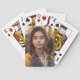 Elegante Script Afgestudeerde Foto Afstuderen Pokerkaarten