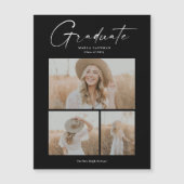 Elegante Script Afgestudeerde Fotocollage Afstudee Magnetische Uitnodiging (Voorkant)