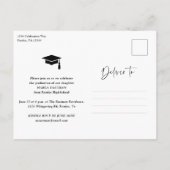 Elegante Script Afgestudeerde Fotocollage Afstuder Uitnodiging Briefkaart (Achterkant)