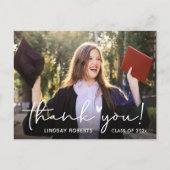 Elegante Script Afstudeer Foto Dank Je Briefkaart (Voorkant)