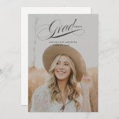 Elegante Script Afstudeeraankondigingskaart Kaart (Voorkant / Achterkant)