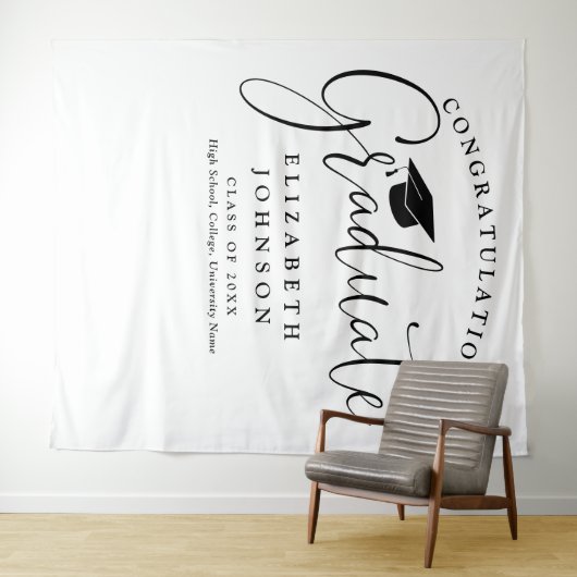 Elegante script afstudeerfeest foto achtergrond wandkleed (In Situ (horizontaal))