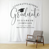 Elegante script afstudeerfeest foto achtergrond wandkleed (In situ)