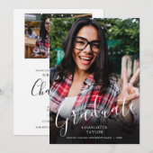 Elegante script afstudeerfoto afstudeerfeest kaart (Voorkant / Achterkant)