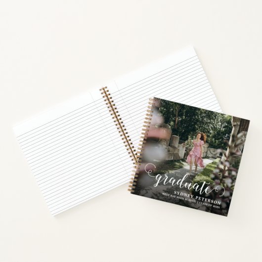 Elegante script afstudeerfoto gastboek 2 notitieboek (Binnen)