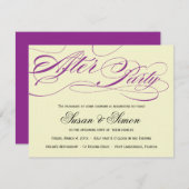 Elegante Script After Party Uitnodiging Paars Informatiekaartje (Voorkant / Achterkant)