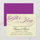 Elegante Script Afterparty Uitnodiging Paars Informatiekaartje (Voorkant / Achterkant)