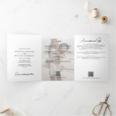 Elegante Script All-in-One QR-codes bruiloft Drieluik Uitnodiging (Binnen)